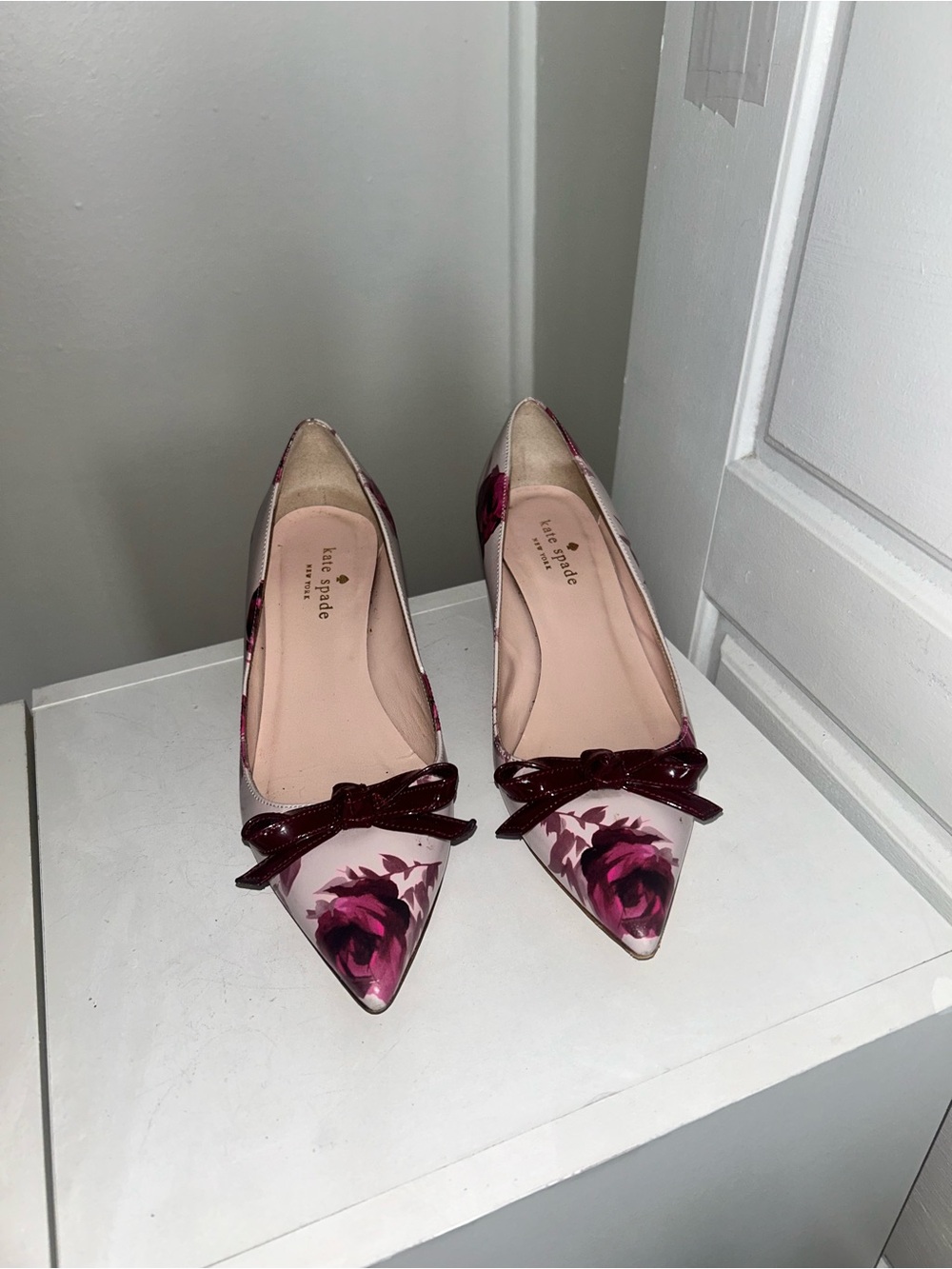 Kate Spade Floral Bow Block Heel Pumps Made in Italy Size 6.5 - Picture 3 of 10